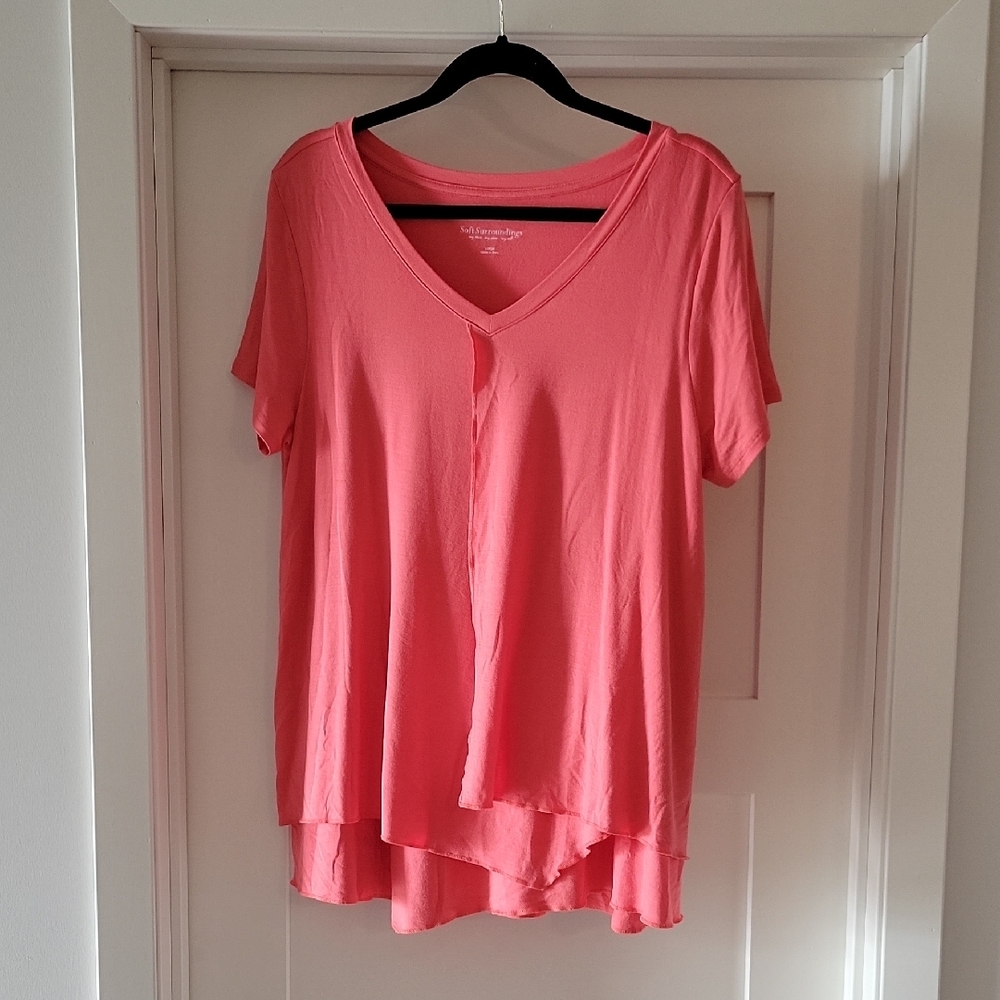 Soft Surroundings Pink Asymmetrical Blouse